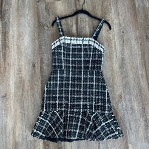 Chic Black and White Plaid Dress